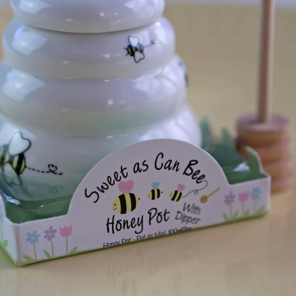 Kate Aspen - Wholesale Honey Pot - "Sweet As Can Bee" Ceramic Honey Pot with Wooden Dipper3