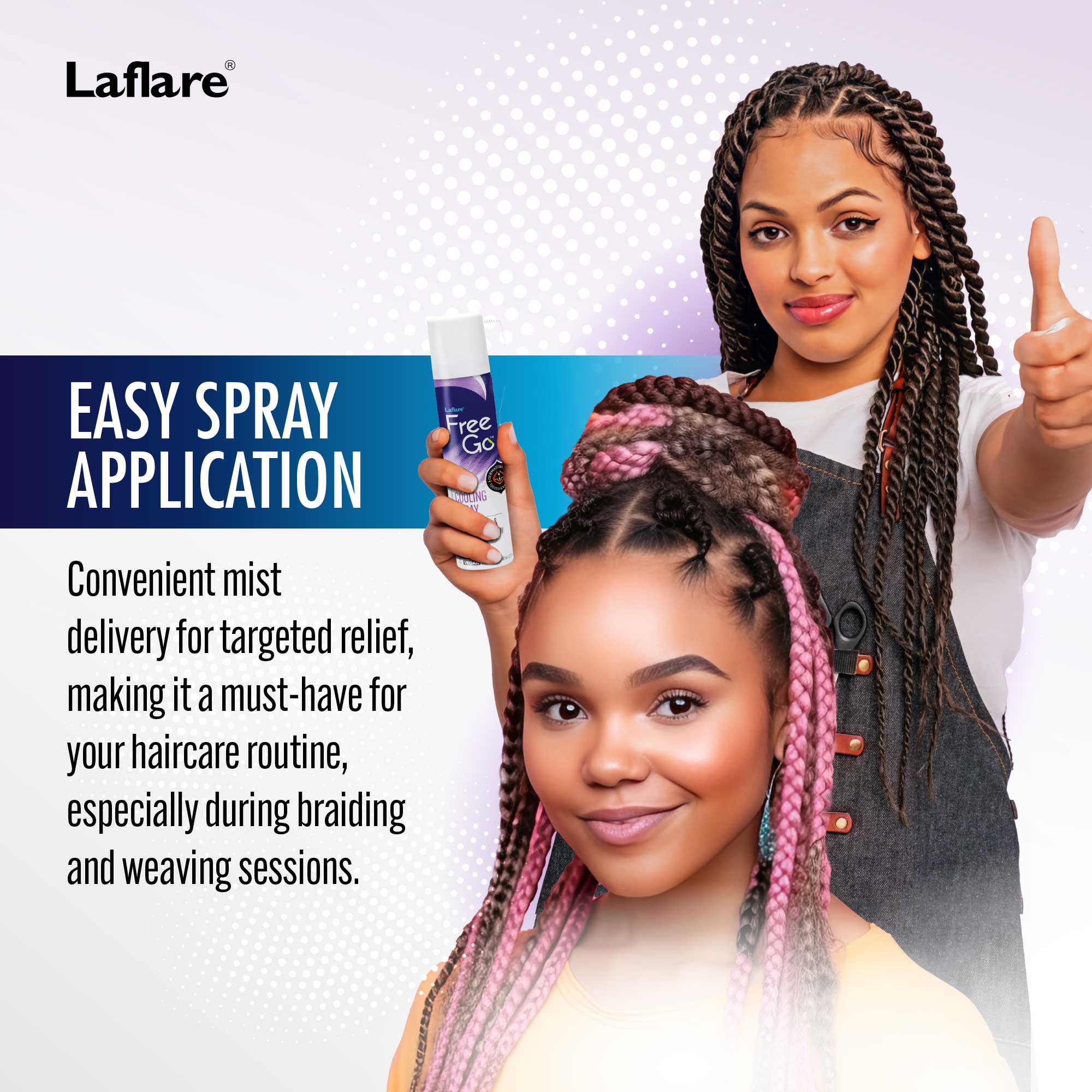 Laflare – wholesale Hair spray – Cooling Spray for Braiding, Wig & Weaving. Instantly Reduce Temperature & Relief Itchy Scalp and Skin, Vegan(Biotin, Tea Tree, Castor Oil) Travel Size6