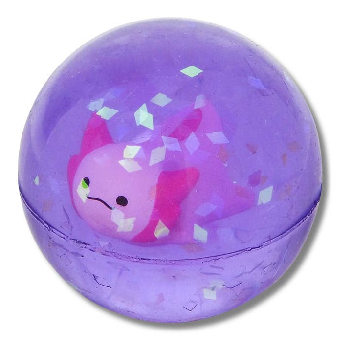 JSBlueRidge Toys – Engroshandel Sensorisk bold - Baby – Glitter Axolotl Hi-Bounce Fidget Legetøj til Børn - Assorterede