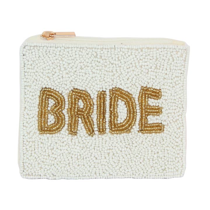 Ladies Fully Beaded White BRIDE Coin Purse for wholesale by Nima Accessories Inc