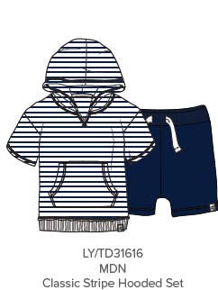 Midnight Classic Stripe Hooded Infant Set for wholesale on Faire