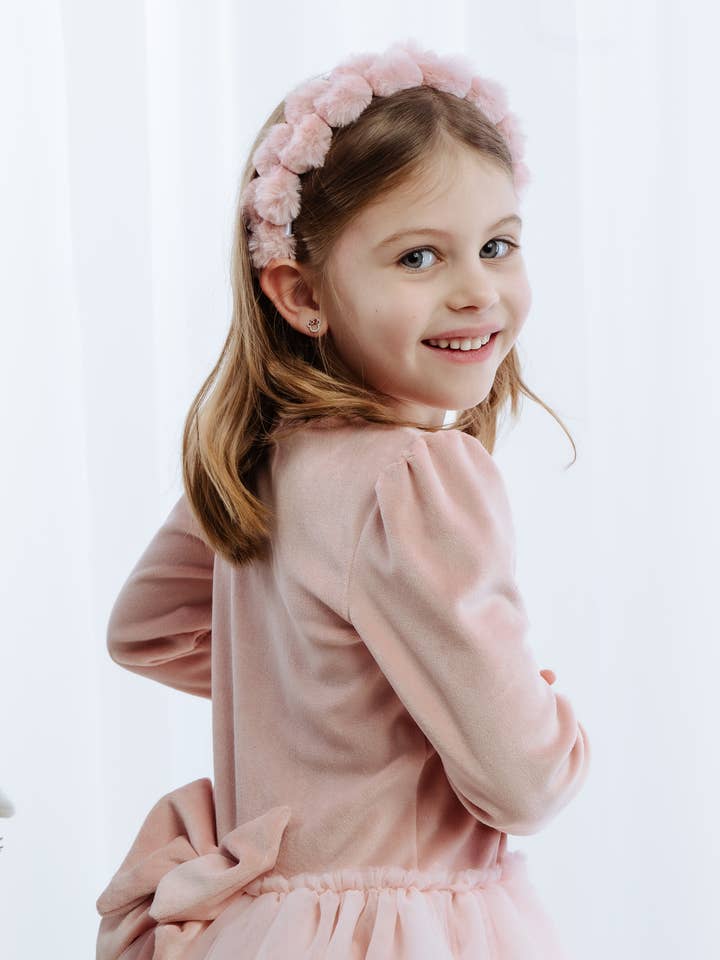 Decorative Headband with a Furry Pompoms Letitia for wholesale by JAMIKS
