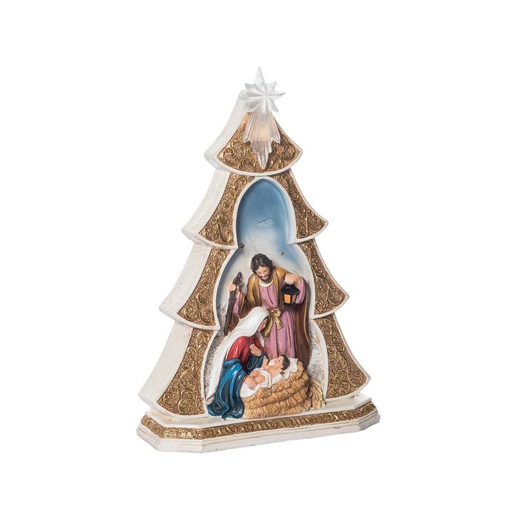 Transpac - Wholesale Nativity Scene Decor - CLOSEOUT Resin 11" Christmas Tree Nativity Scene Figurine