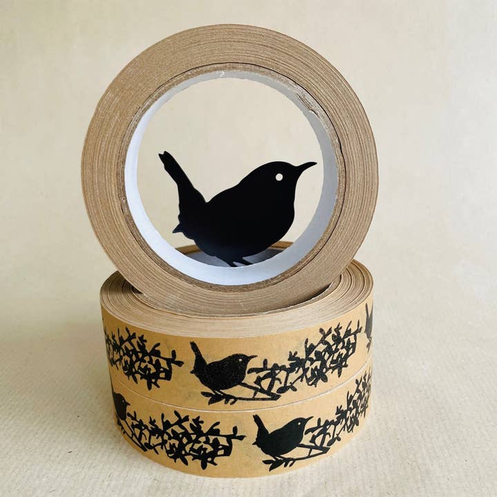 A Blackbird Sang - Wholesale Tape - Kraft Paper Tape - Wren with hedgerow3
