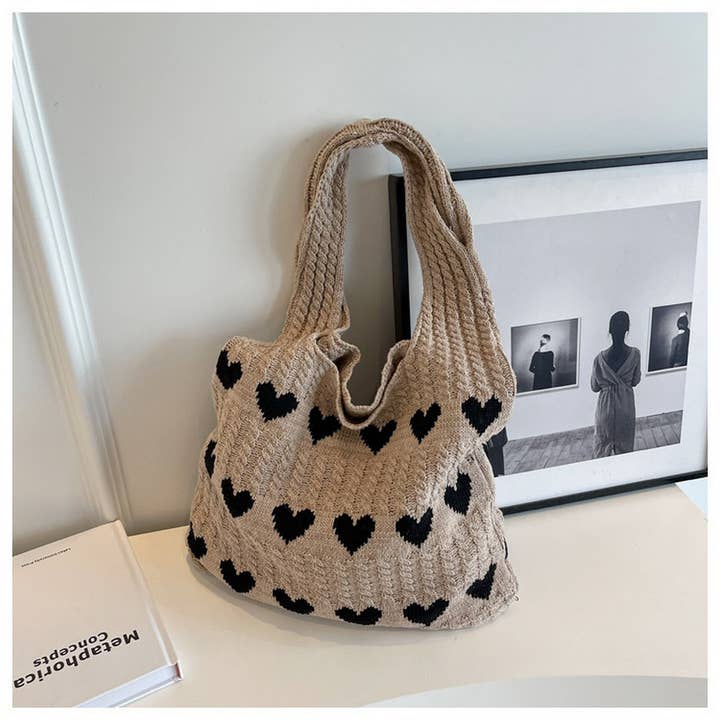 NINEXIS - Wholesale Tote Bag - Women's - CWAB1951_HEART KNIT TOTE BAG