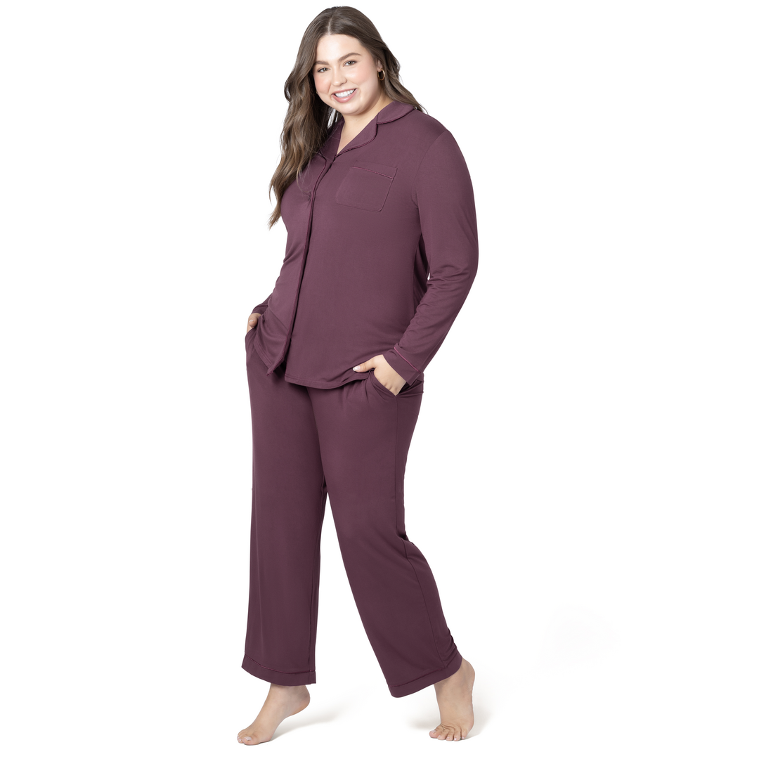 Kindred Bravely - Wholesale Sleepwear Set - Women's - Clea Bamboo Classic Long Sleeve Maternity & Nursing Pajama10