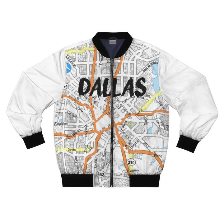 Blouson aviateur AOP Dallas Kimante White pour la vente par Kimante Clothing