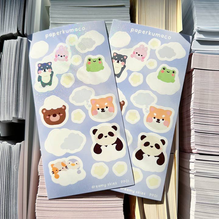 Dreamy Skies Shimmer Sticker Sheet for wholesale by Paperkumaco