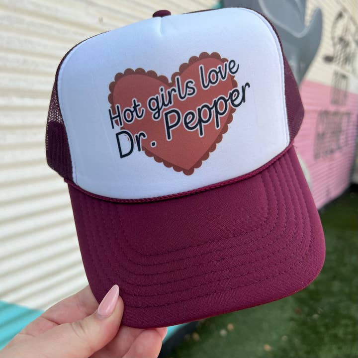 Hot Girls Love Dr. Pepper Trucker Cap (Multiple Color Options) for wholesale by Turquoise & Tequila