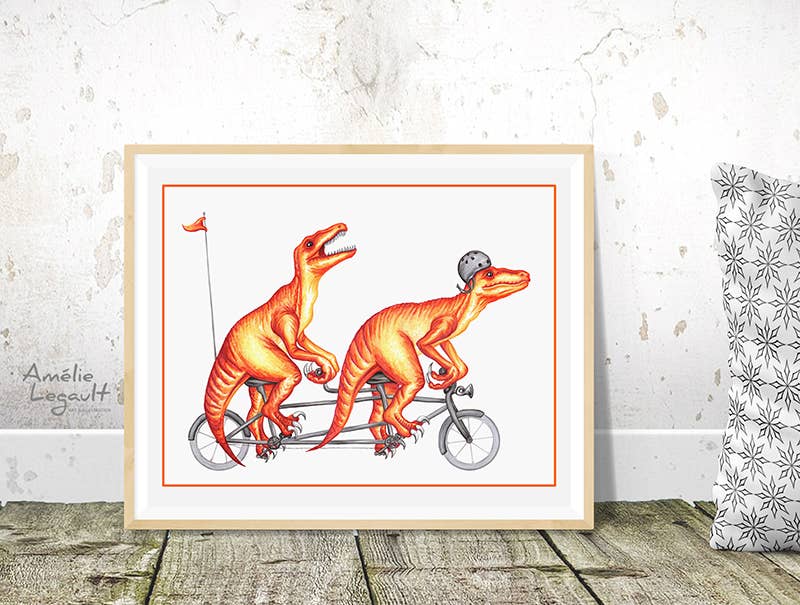 Sardines Studio - Wholesale Everyday Greeting Card - Velociraptors riding a bike Greeting Card4
