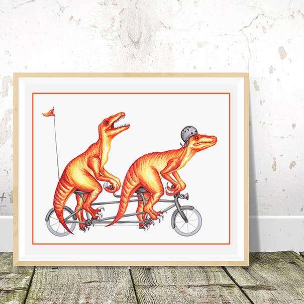 Sardines Studio - Wholesale Everyday Greeting Card - Velociraptors riding a bike Greeting Card4