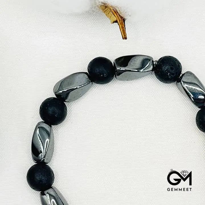 GemMeet - Vendita all'ingrosso Bracciale con perline - Bracciale Set Elastico da Uomo con Pietra Lavica e Perline1