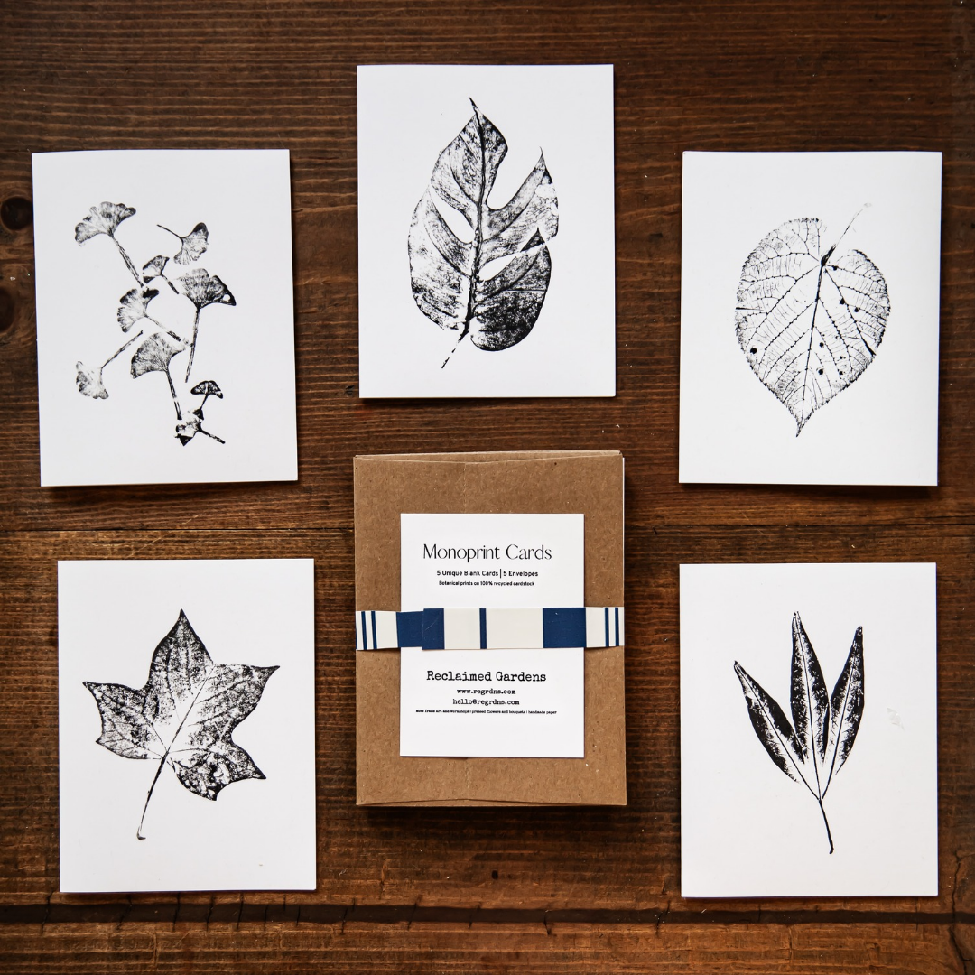 Reclaimed Gardens - Wholesale Stationery/Notecard Set - Botanical Monoprint Card Collection1