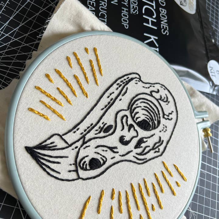 Birds skull embroidery kit for wholesale by Good bones art