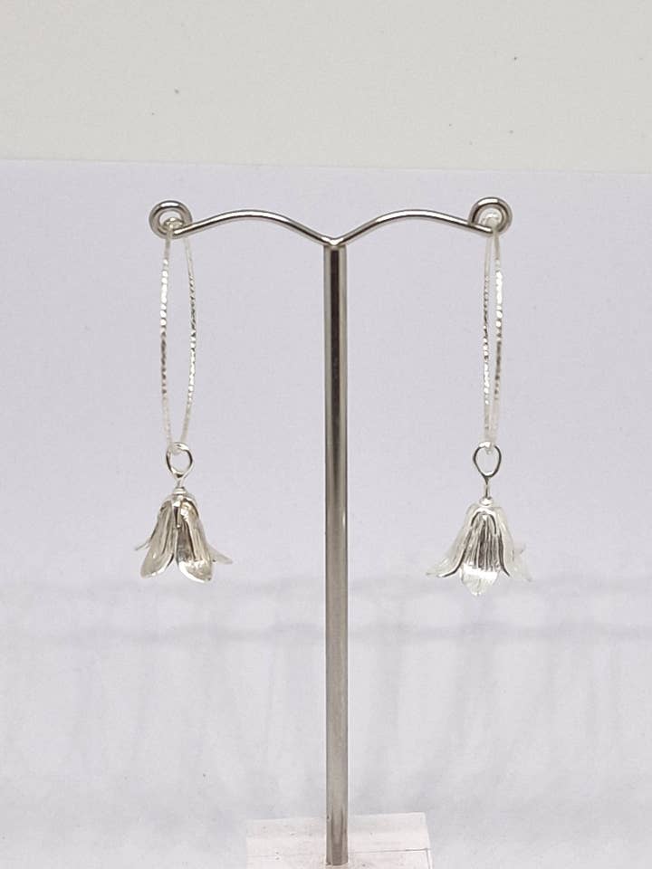 Bell Flower Sterling Silver hoops for wholesale by Andrew O'Dell Jewellery