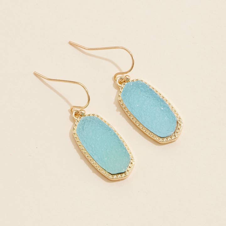 Frem - Wholesale Dangle Earrings - Oval Druzy Stone Drop Earrings