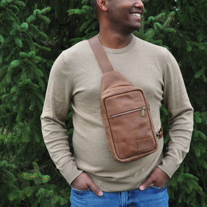 Zelaki Leather Company - Vente Sac à bandoulière – unisexe - Sac à bandoulière Addis/Écharpe à bandoulière unisexe/Sac à dos à bandoulière5