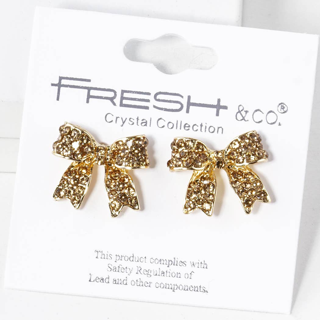Fashion City - Wholesale Stud/Post Earrings - Rhinestone Bow Shape Post Earrings6