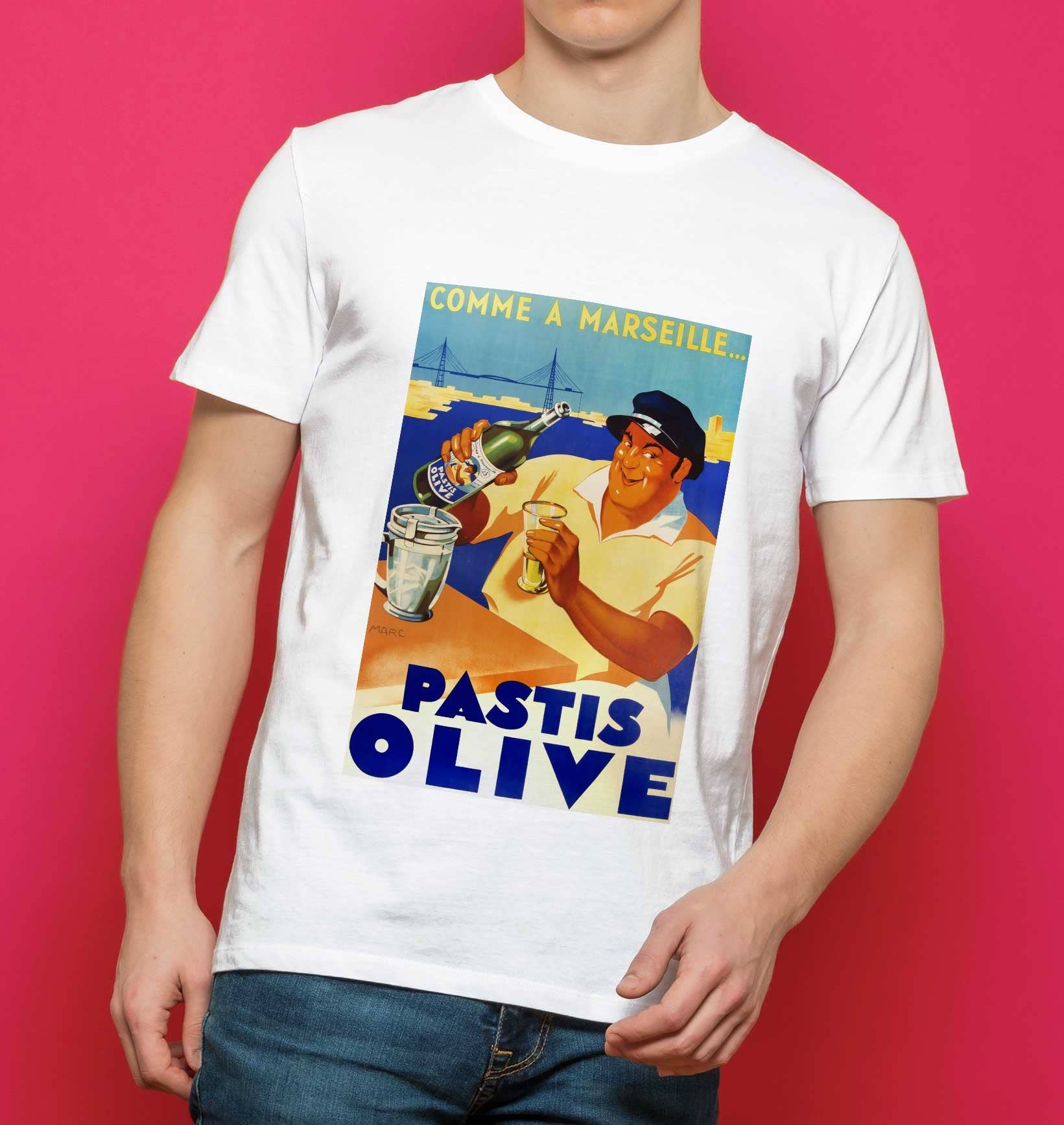 Grafitee - Wholesale Screen Printed T-Shirt - Unisex - Pastis Olive Marseille T-shirt - Graphic T-shirt France1