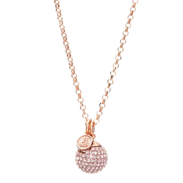 Sparkle Ball Long Necklace Pendant - Rosé for wholesale by Hillberg & Berk