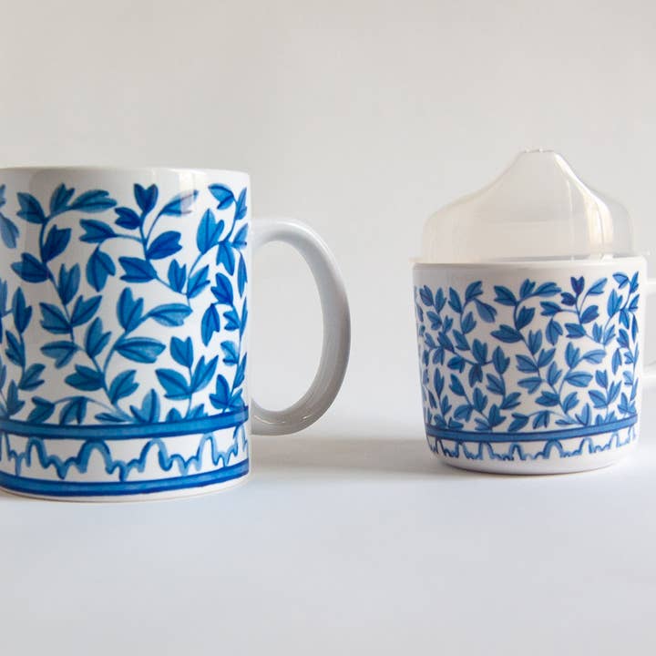 Helmsie - Wholesale Coffee/Tea Cup - Blue and White Mama and Me Cup Set