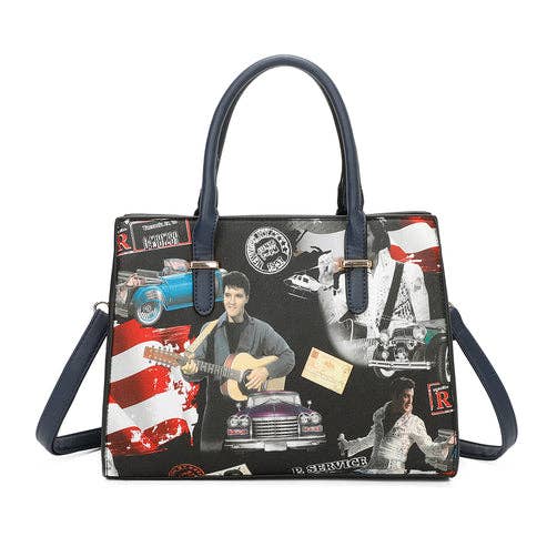 Ellas Trading - Venta al por mayor Bolsa de asa- Mujer - Bolso tote clásico con asa superior estilo Elvis Presley