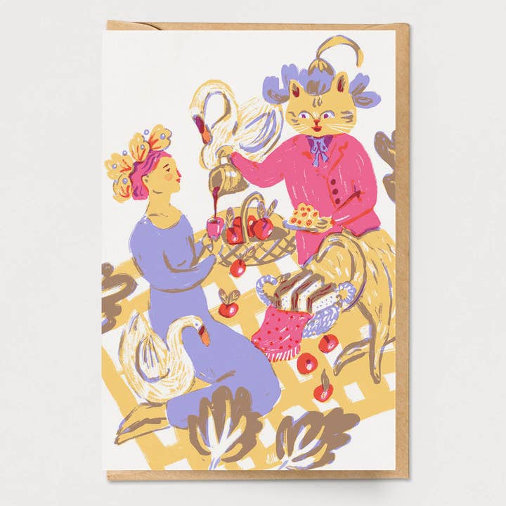 Biglietto Picnic con Mr. Cat per la vendita all'ingrosso da parte di Ingrid Press