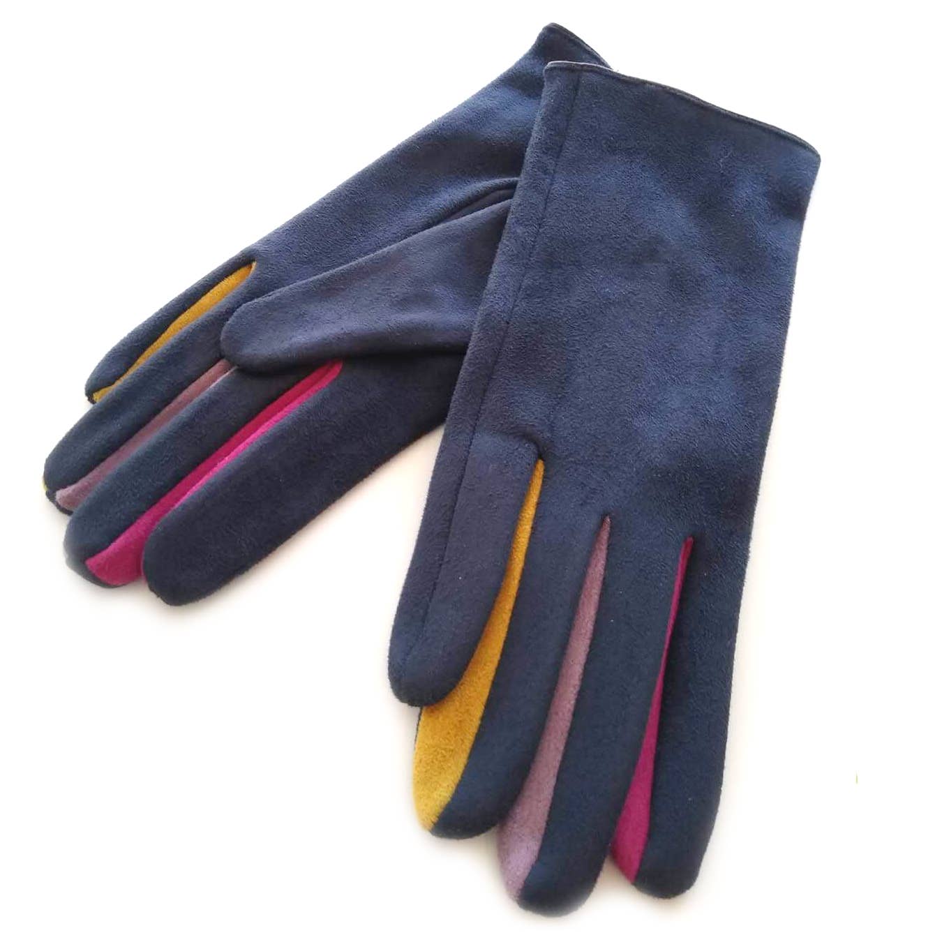 Black Ginger – wholesale Gloves – Women's – Colourful Betweeners Detail Gloves - Blue1
