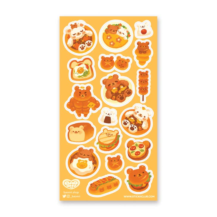 STICKII - Wholesale Sticker - Beary Kawaii Dishes Sticker Sheet