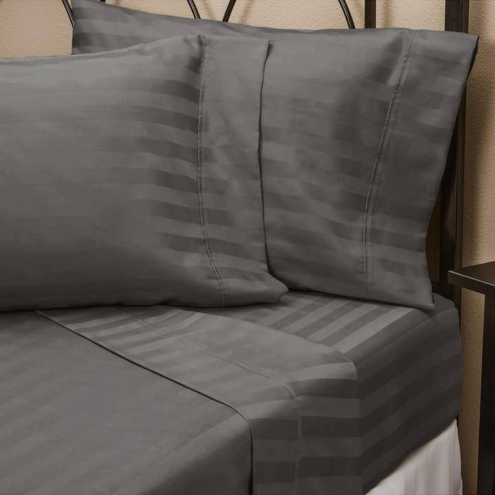 Johnson Home 400 Thread Count Cotton Sheet Set Damask Stripe for wholesale by Textile City