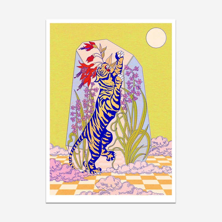 Tiger Terrarium Style Boho Style Stampa artistica botanica con tigre per la vendita all'ingrosso da parte di OMG Kitty