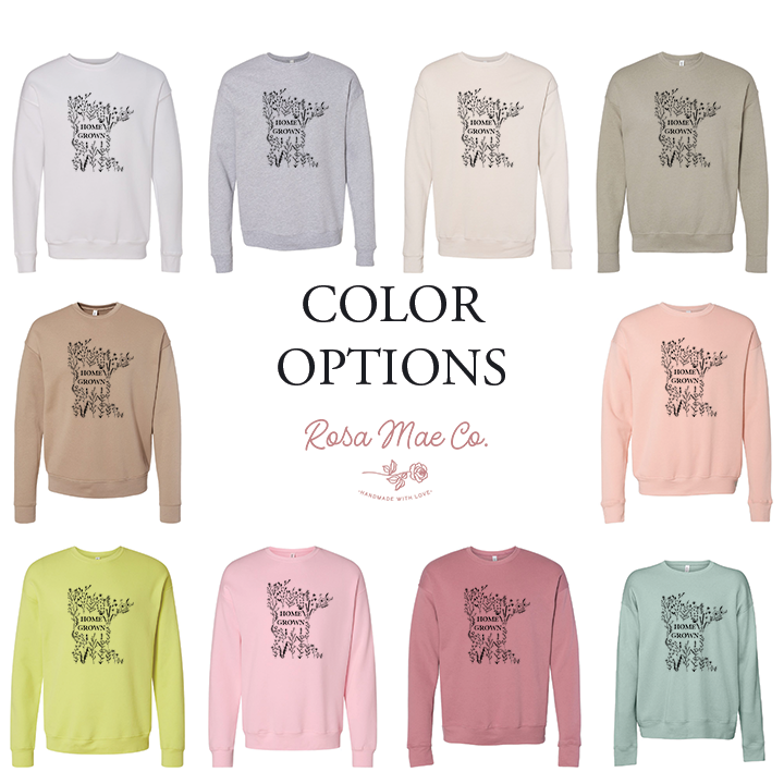 Rosa Mae Co - Vente Sweat-shirt à imprimés – femme - Pull polaire à col rond Bella Canvas Floral Minnesota1