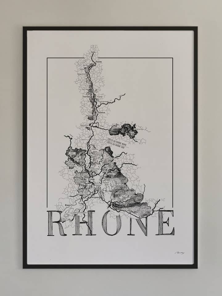 Rhone wine map for wholesale by Brushery