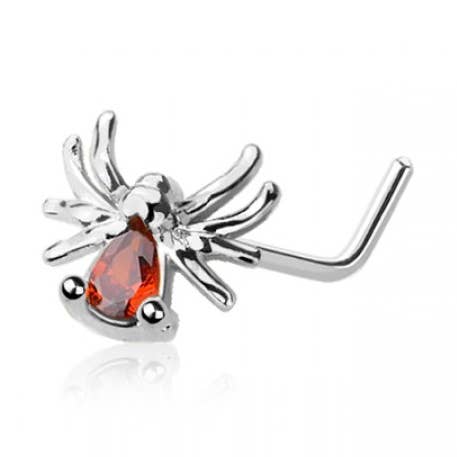 CRAVE - Vendita all'ingrosso Orecchini singoli - PIERCING DA NASO SPIDER 316L IN ACCIAIO CHIRURGICO A FORMA DI L4