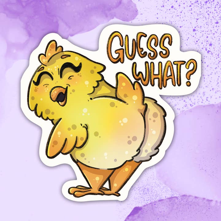 Guess What Chicken Butt Sticker for wholesale by Eclectic Scribbles
