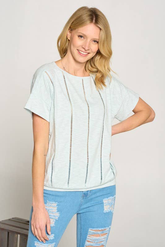 Doe and Rae - Venta al por mayor Blusa - Mujer - Parte superior cuadrada con borde de escalera - 14249T11