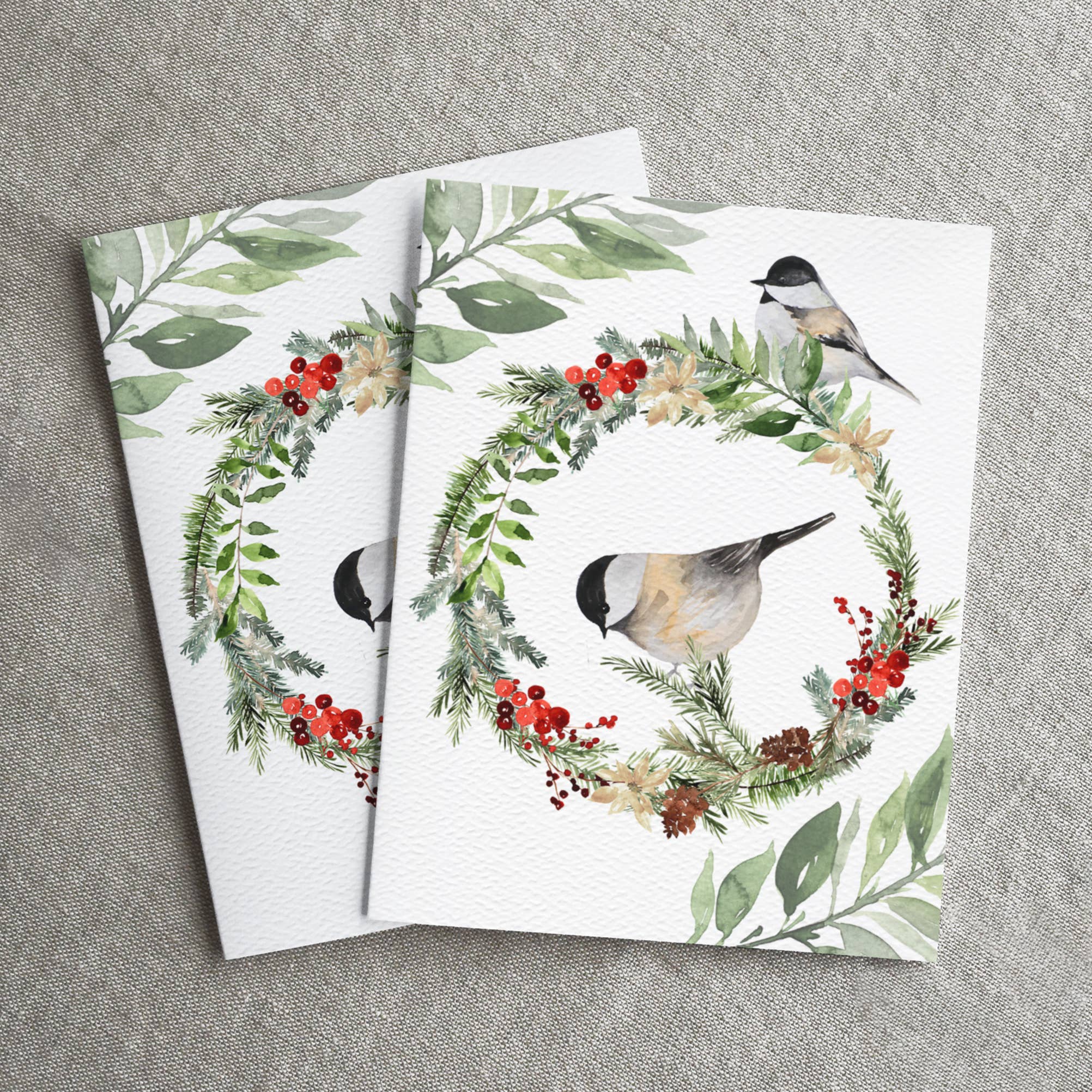 Blue Thistle - Wholesale Christmas Card - Winter Chickadee, Happy Holidays Card, Christmas Birds2