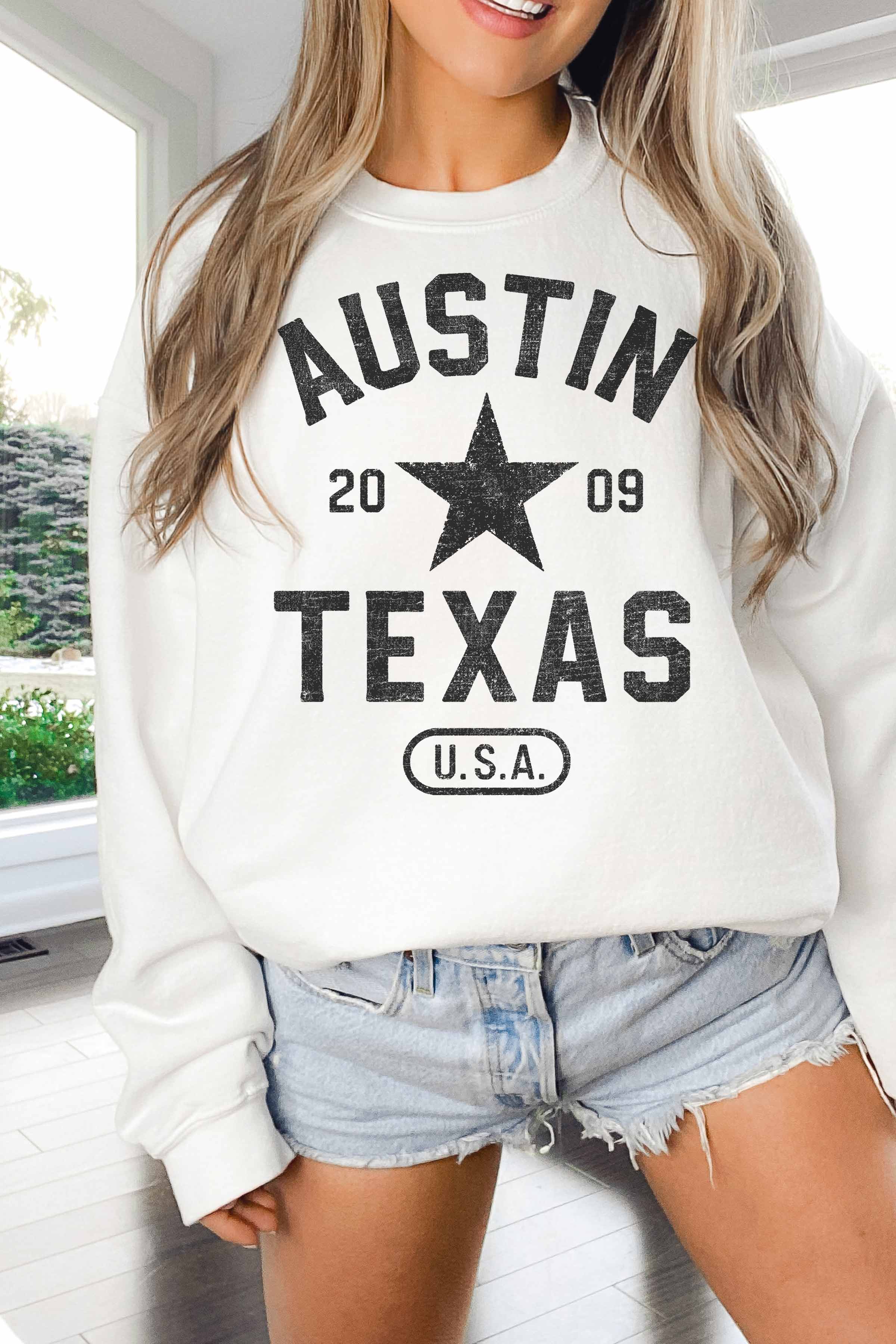 GOOD DAY STREET - Wholesale Grafisch sweatshirt - Dames - [G2370X-OSS]-AUSTIN TEXAS OVERSIZED SWEATSHIRT2