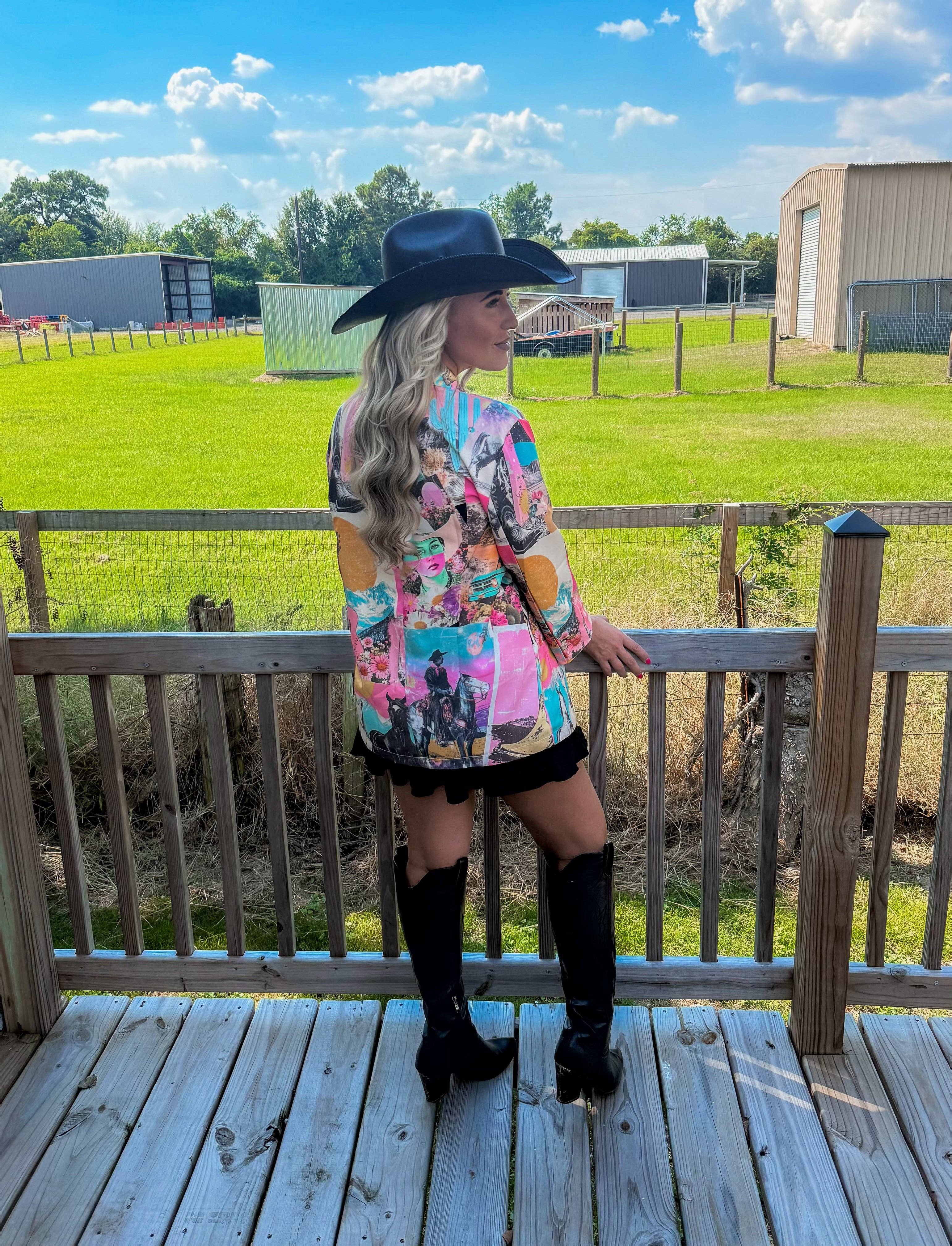 BAHA RANCH WESTERN WEAR - Wholesale Blazer - Women's - Baha Ranch Retro Pop Western Collage Blazer4