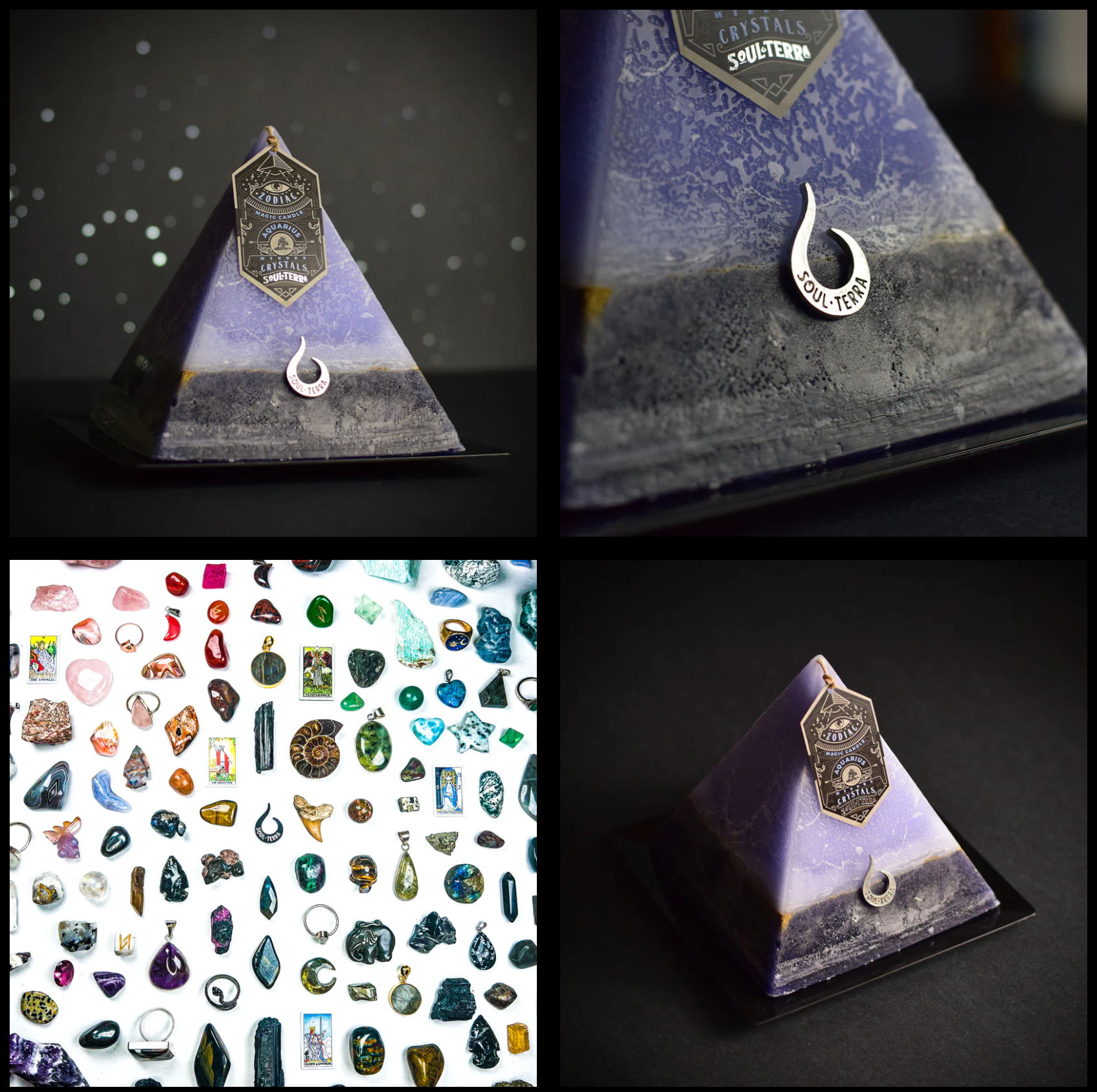 Soul-Terra - Venta al por mayor Velas de diseño llamativo - Set completo de 12 velas zodiacales con cristales ocultos - Soul-Terra5