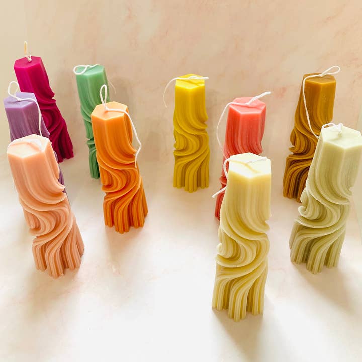 Maple + Love - Wholesale Tapered Candle/Candlestick - Psychedelic Swirl Taper Beeswax Candle3