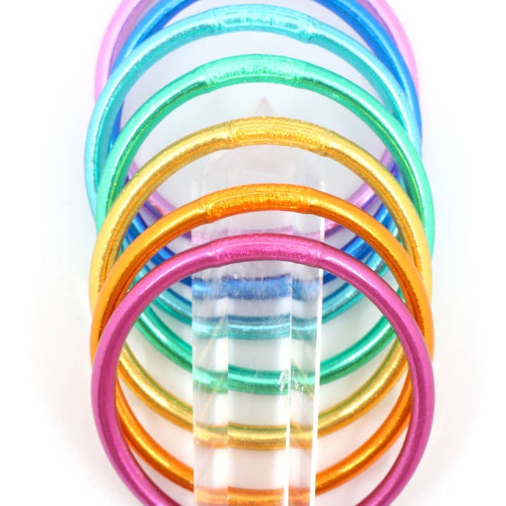 Woman Shops World - Wholesale Bangle Bracelet - Single Rainbow Thai Buddhist Temple Bracelet, Mantra Bangle1