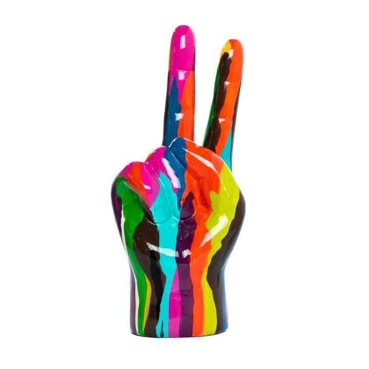Interior Illusions Plus - Wholesale Decorative Tabletop Object - Graffiti Peace Sign Tabletop - 9" tall