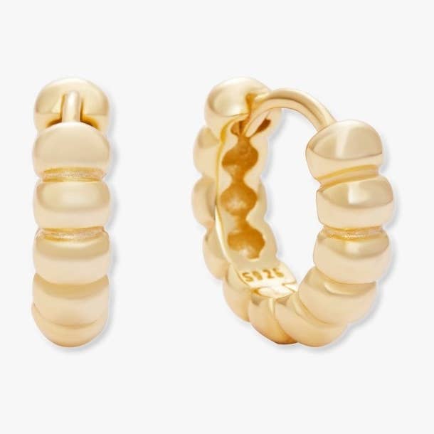 Chubby Beaded Huggies In Gold for wholesale by LEA Jewels