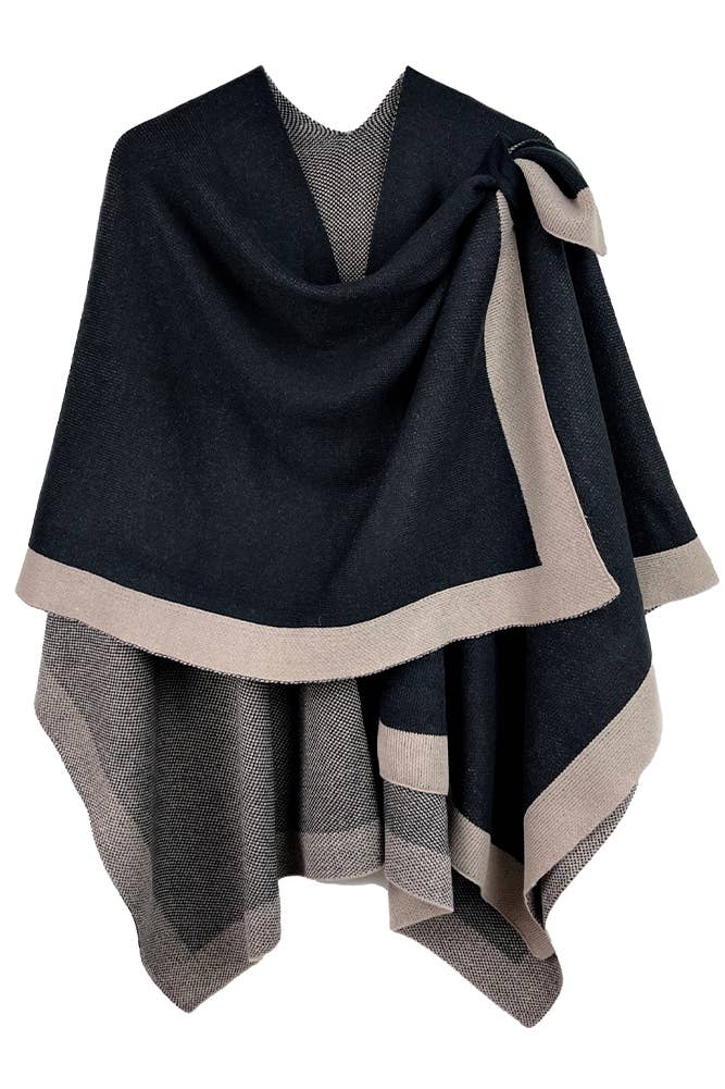 Hana - Venta al por mayor Poncho - Mujer - Ruana ribeteada con correa para el hombro14