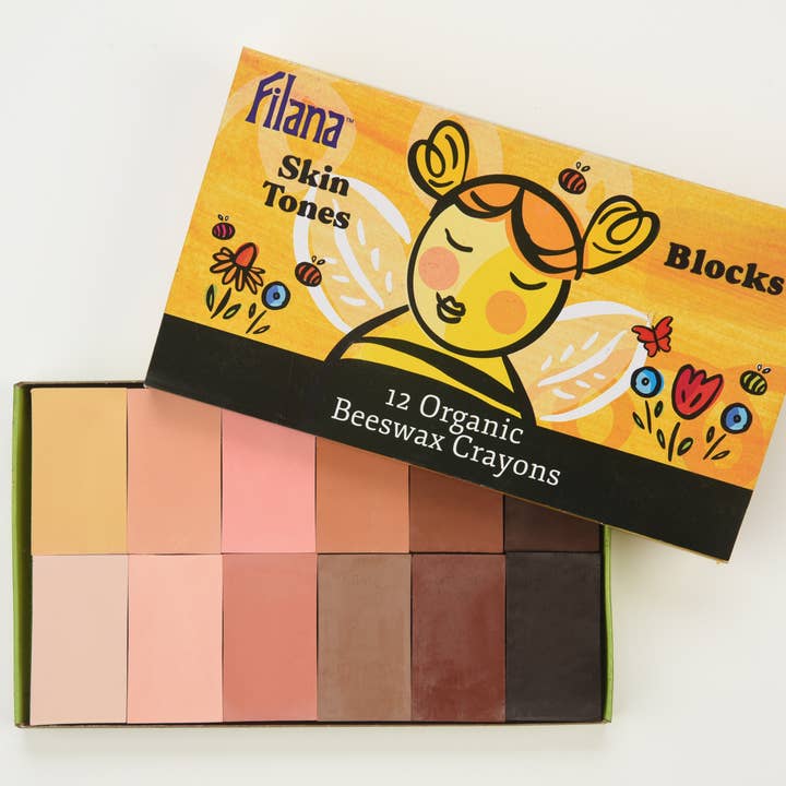 Filana Organic Beeswax Crayons - Wholesale Crayons - Kids & Baby - FILANA Organic Beeswax Crayons: 12 SkinTones in Blocks