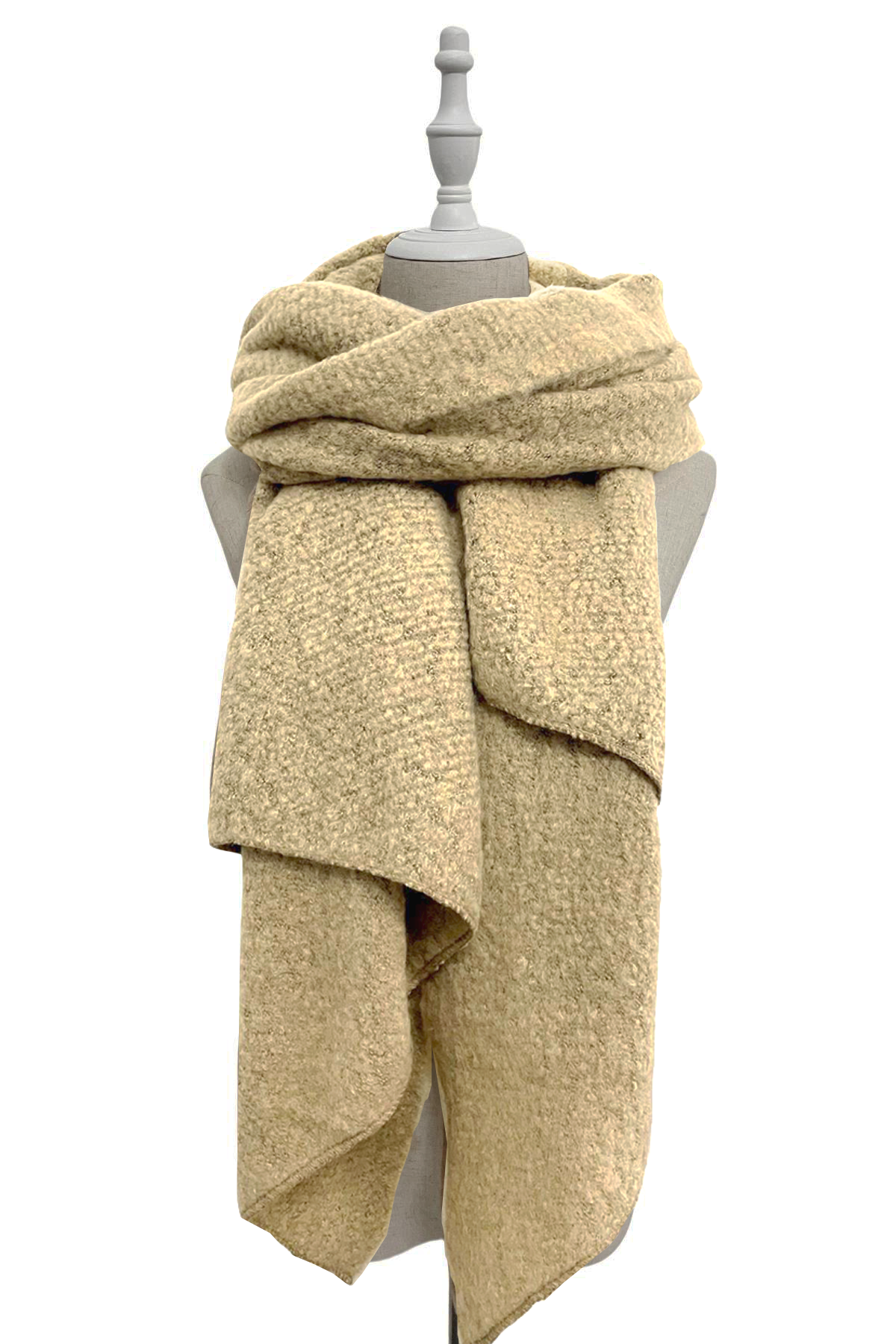 Fashion Scarf World - Wholesale Scarf - Women's - Plain Boucle Diagonal Edge Wool Scarf9
