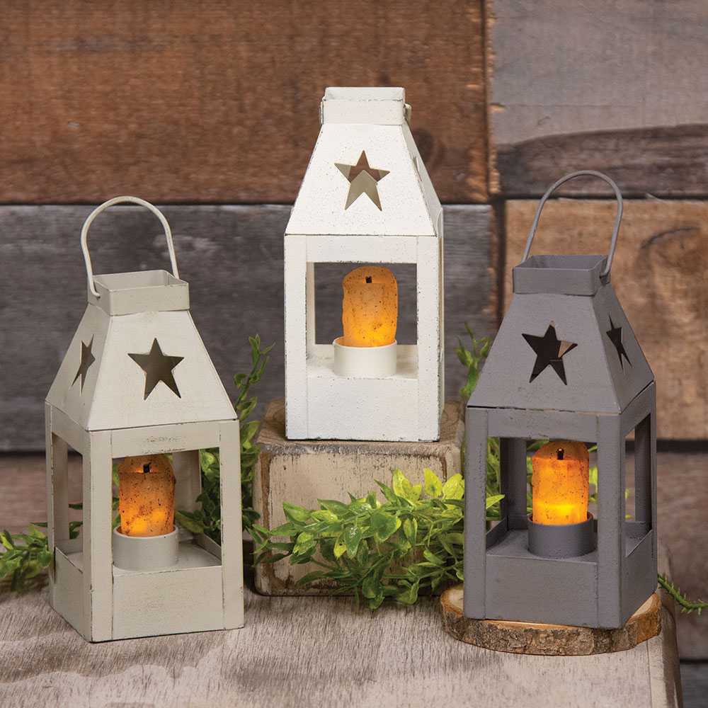 The Hearthside Collection - Wholesale Lantern - Farmhouse Colors Mini Star Lantern, 3 Assorted1