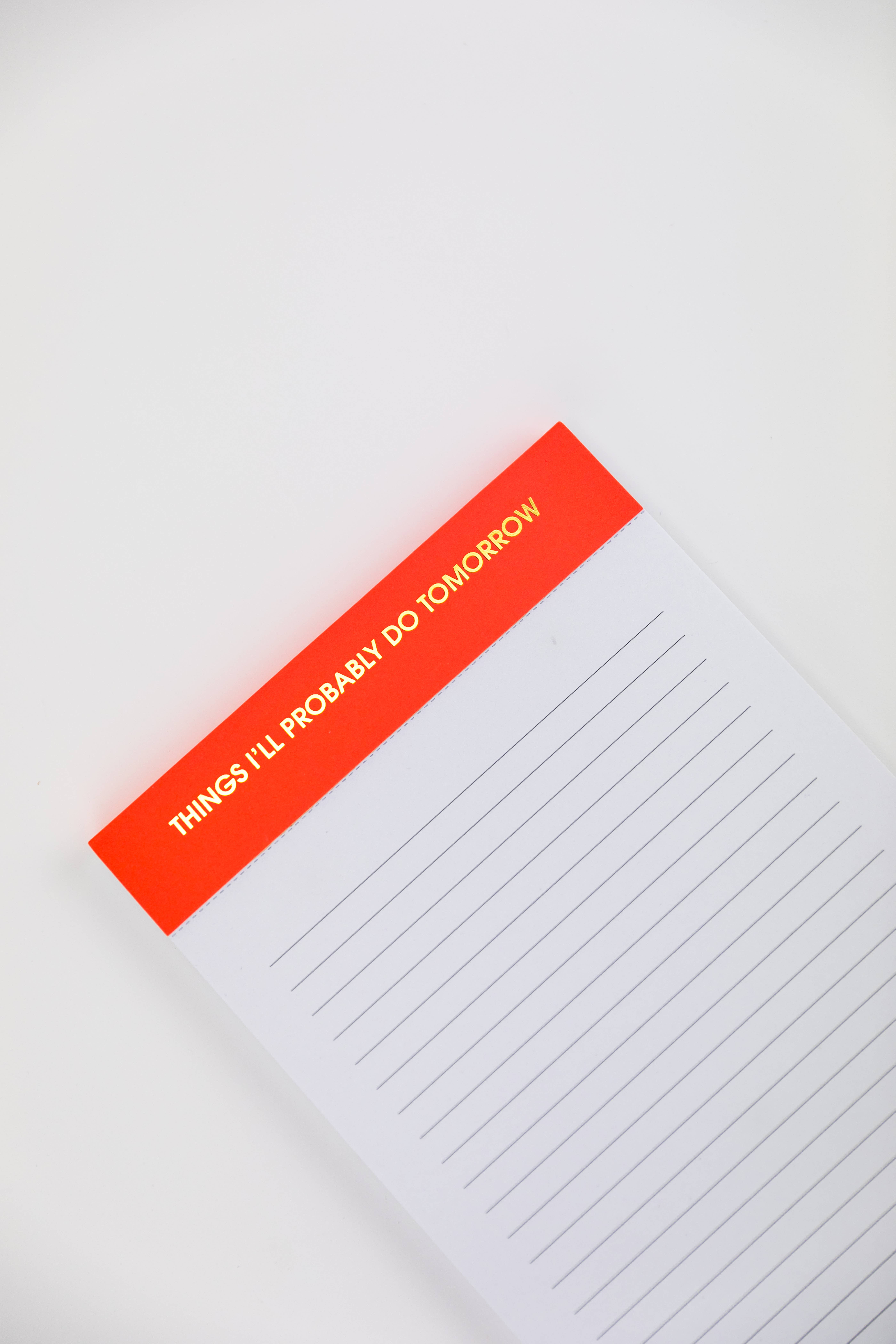 Chez Gagné - Wholesale Notepad - Things I'll Probably Do Tomorrow - Lined Notepad - Neon Orange - 65 perforated pages - 5x8 8