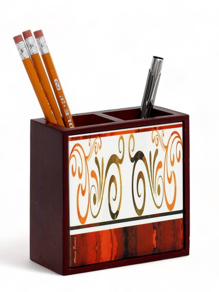 TRÆBLYANTHOLDER: Blyantholder af palisander af høj kvalitet med dekorative fliser - Design Mario Bruno Design 02 for engroshandel hos SublimArt